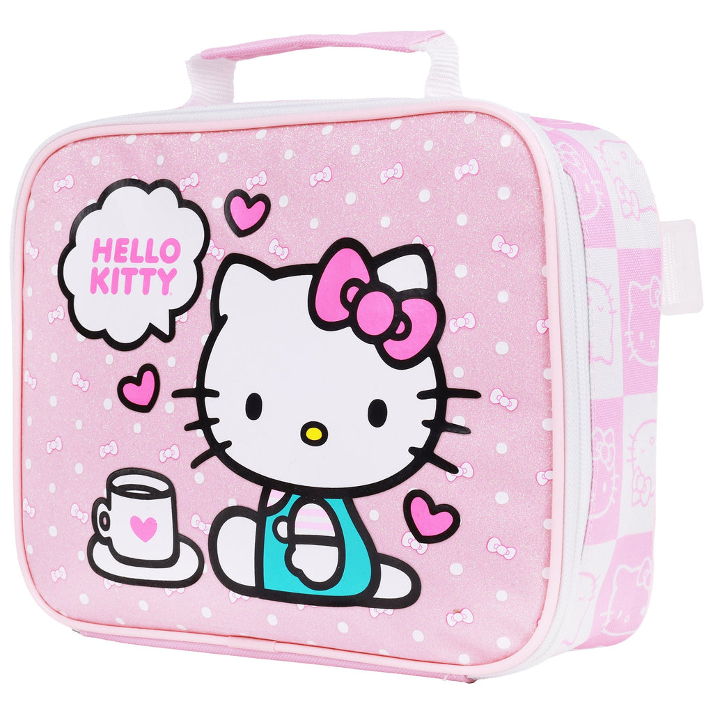 Hello Kitty All-Over Print Backpack with Detachable Lunchbox & 3D Charm Ful Luggage