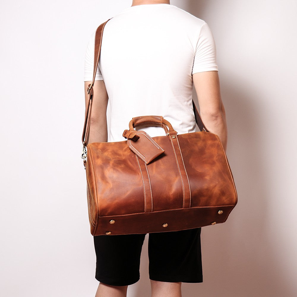 The Brandt Weekender | Small Leather Duffle Bag STEEL HORSE LEATHER