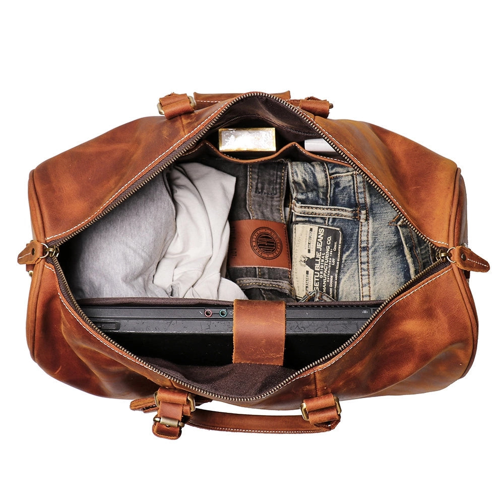 The Brandt Weekender | Small Leather Duffle Bag STEEL HORSE LEATHER