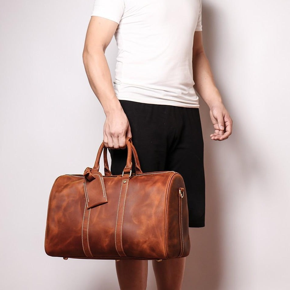 The Brandt Weekender | Small Leather Duffle Bag STEEL HORSE LEATHER