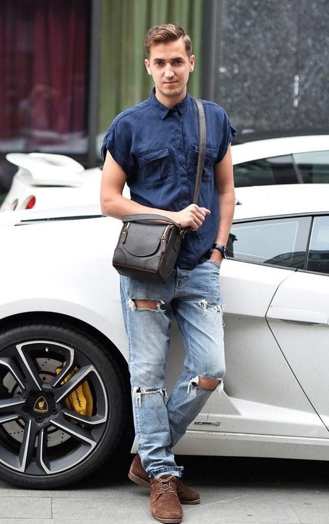 The Calista | Small Leather Camera Bag - Leather Camera Lens Case STEEL HORSE LEATHER