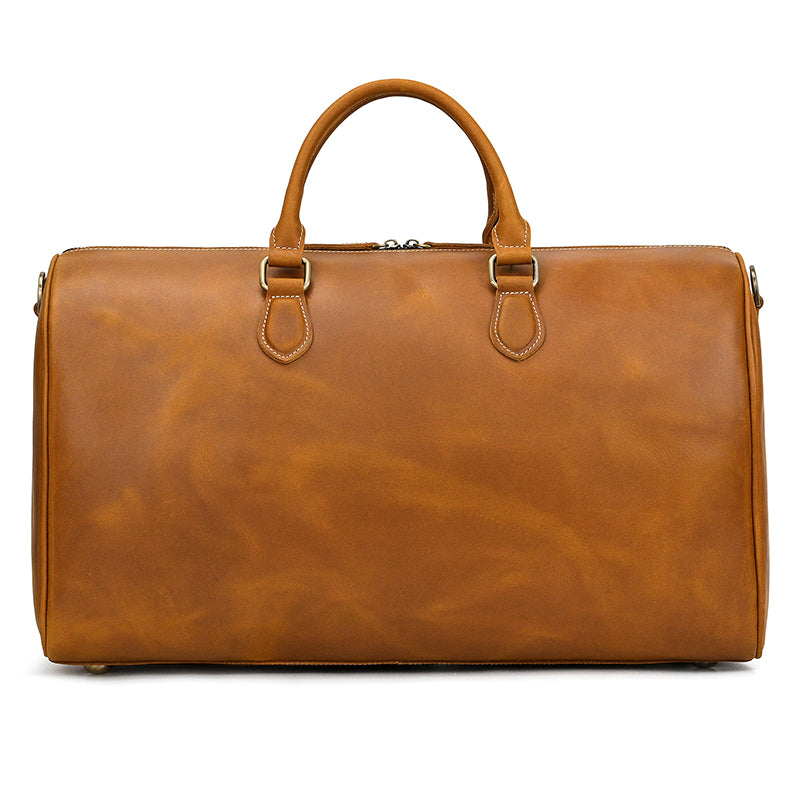 Handcrafted Leather Weekender Bag Retro Full Grain Leather Duffle Bag Mens Leather Carry-on Bag Large Vacation Holidays Travel Bag RockCow Leather Studio