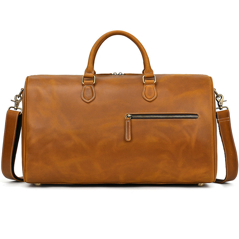Handcrafted Leather Weekender Bag Retro Full Grain Leather Duffle Bag Mens Leather Carry-on Bag Large Vacation Holidays Travel Bag RockCow Leather Studio