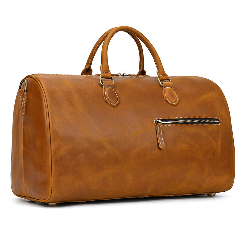 Handcrafted Leather Weekender Bag Retro Full Grain Leather Duffle Bag Mens Leather Carry-on Bag Large Vacation Holidays Travel Bag RockCow Leather Studio