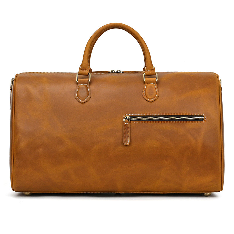 Handcrafted Leather Weekender Bag Retro Full Grain Leather Duffle Bag Mens Leather Carry-on Bag Large Vacation Holidays Travel Bag RockCow Leather Studio