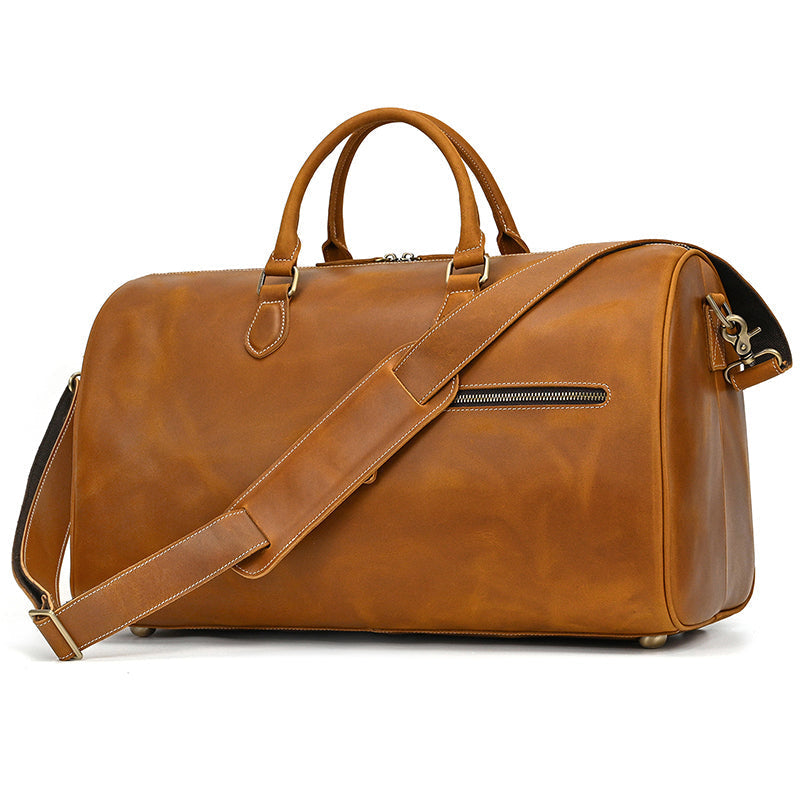 Handcrafted Leather Weekender Bag Retro Full Grain Leather Duffle Bag Mens Leather Carry-on Bag Large Vacation Holidays Travel Bag RockCow Leather Studio