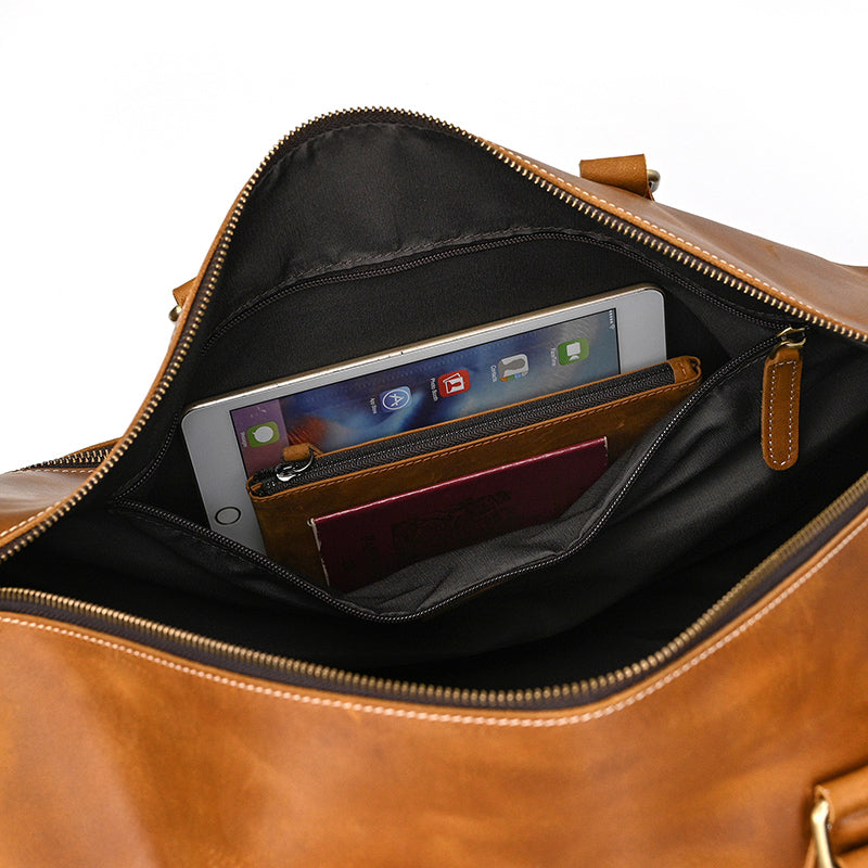 Handcrafted Leather Weekender Bag Retro Full Grain Leather Duffle Bag Mens Leather Carry-on Bag Large Vacation Holidays Travel Bag RockCow Leather Studio