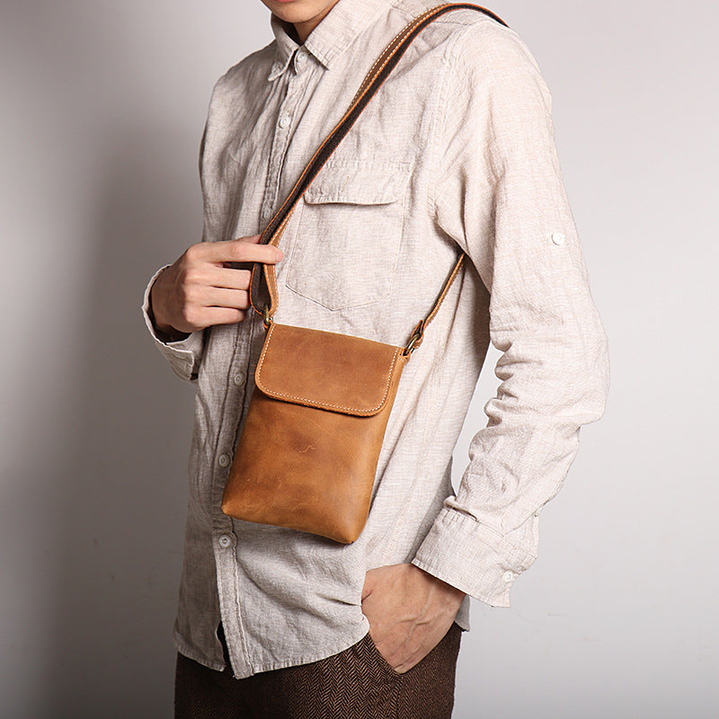 Handmade Genuine Leather Satchel Bag Shoulder Bag Full Grain Leather Small Crossbody Bag For Mens RockCow Leather Studio