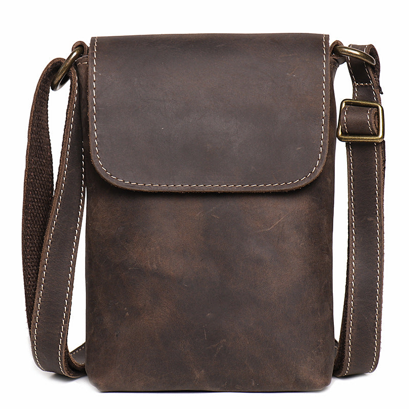 Handmade Genuine Leather Satchel Bag Shoulder Bag Full Grain Leather Small Crossbody Bag For Mens RockCow Leather Studio