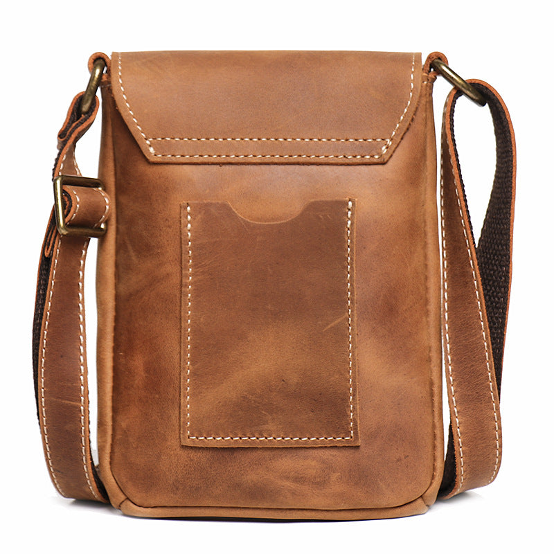 Handmade Genuine Leather Satchel Bag Shoulder Bag Full Grain Leather Small Crossbody Bag For Mens RockCow Leather Studio