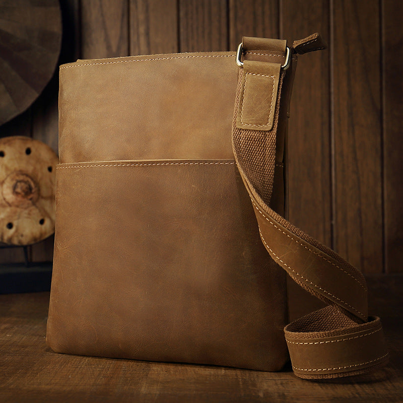 Handmade Leather Men's Crossbody Bag, Retro Genuine Leather Shoulder Bag for Men, Christmas gift RockCow Leather Studio