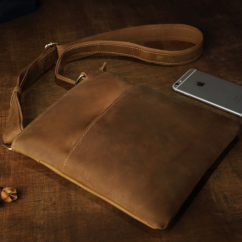 Handmade Leather Men's Crossbody Bag, Retro Genuine Leather Shoulder Bag for Men, Christmas gift RockCow Leather Studio
