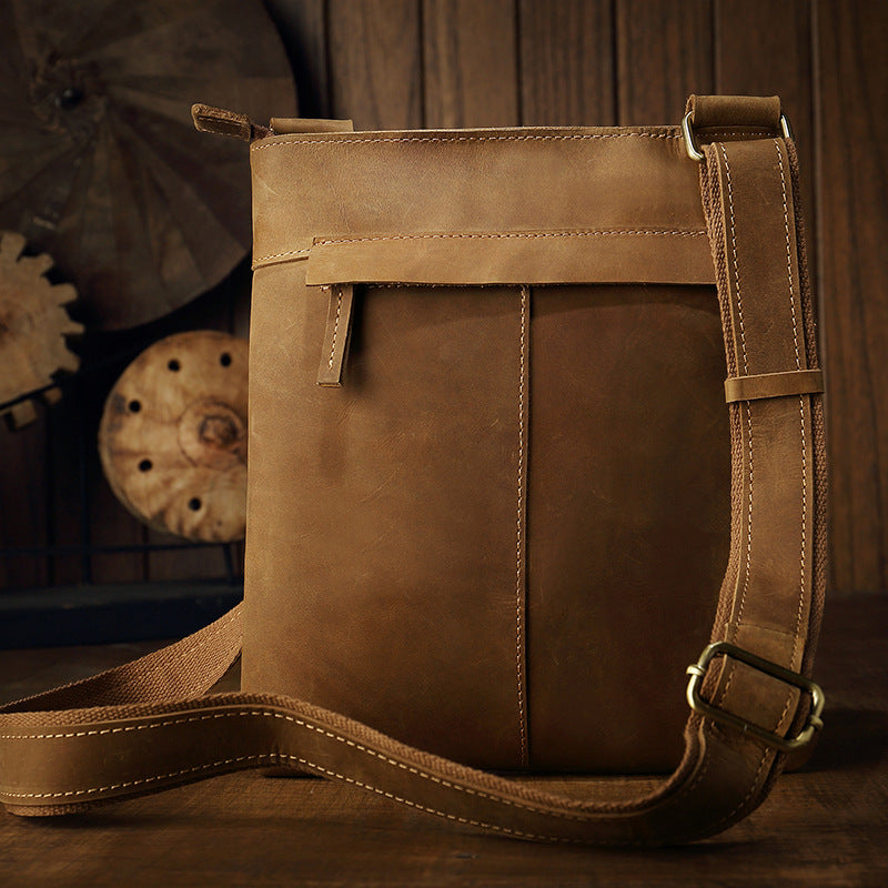 Handmade Leather Men's Crossbody Bag, Retro Genuine Leather Shoulder Bag for Men, Christmas gift RockCow Leather Studio