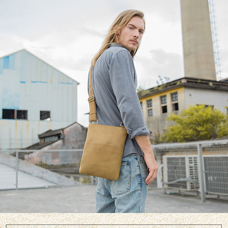 Handmade Leather Men's Crossbody Bag, Retro Genuine Leather Shoulder Bag for Men, Christmas gift RockCow Leather Studio