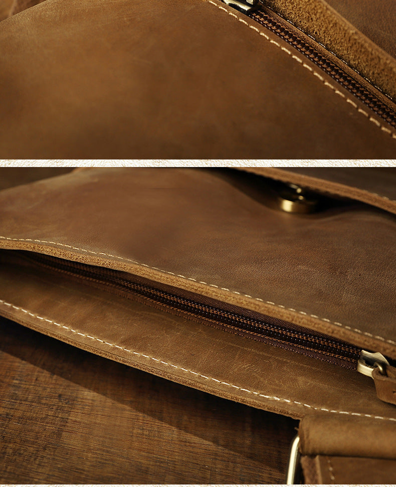 Handmade Leather Men's Crossbody Bag, Retro Genuine Leather Shoulder Bag for Men, Christmas gift RockCow Leather Studio