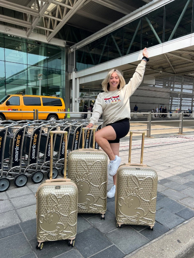 Disney Minnie Mouse Rolling Luggage 3 Piece Set Taupe Ful Luggage