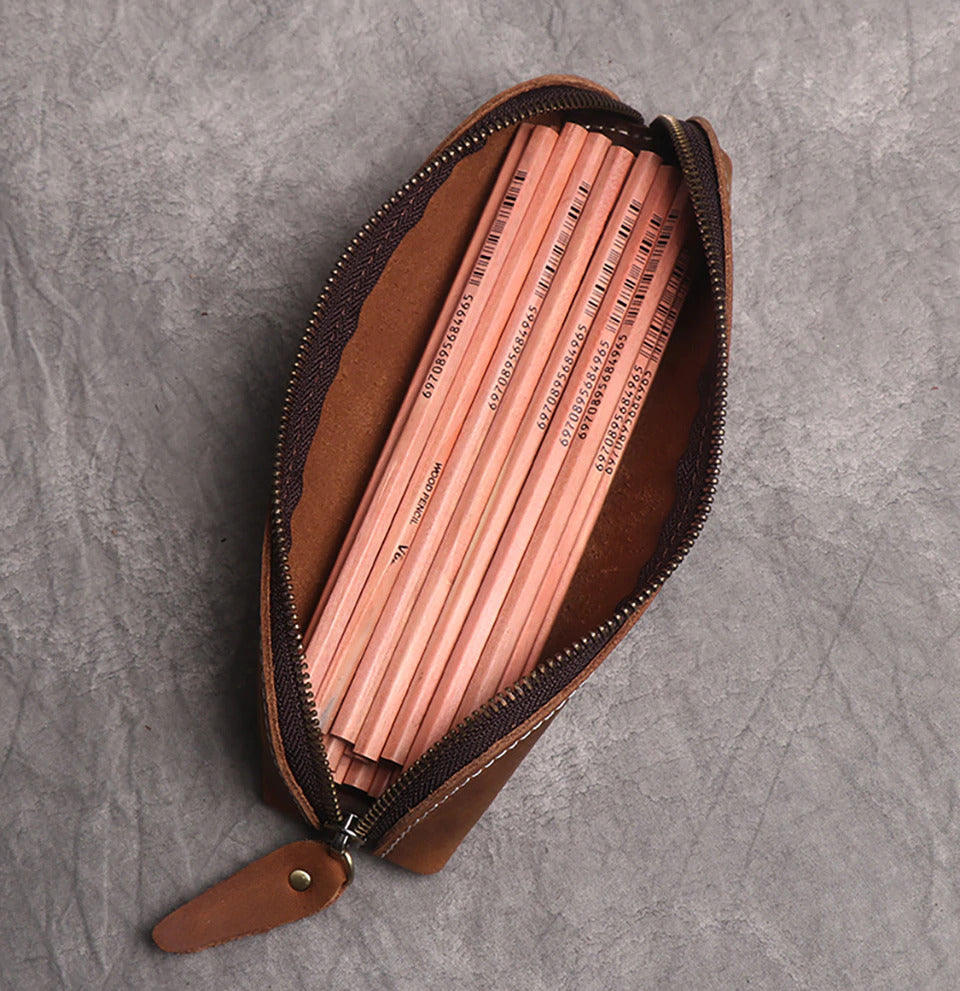 The Paavo Leather Pen Case | Leather Makeup Pouch STEEL HORSE LEATHER