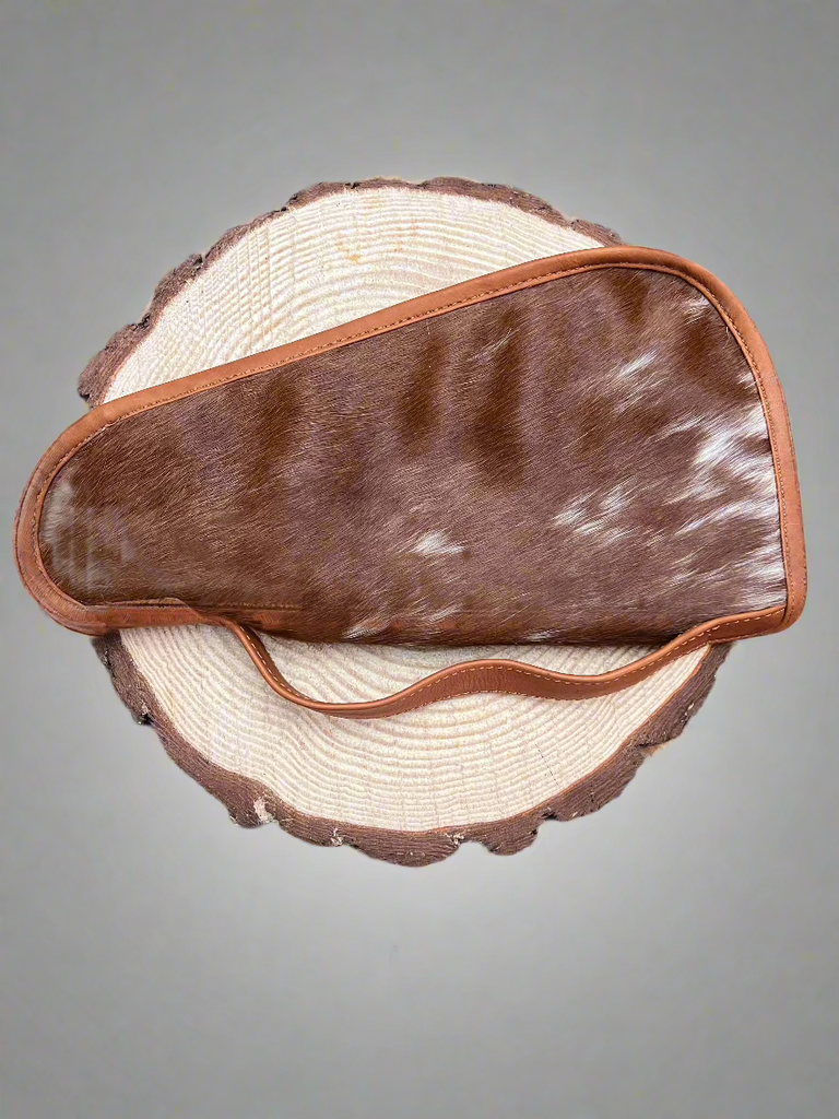 Brown & White Cowhide Gun Case with Handle Cowhide and Conchos