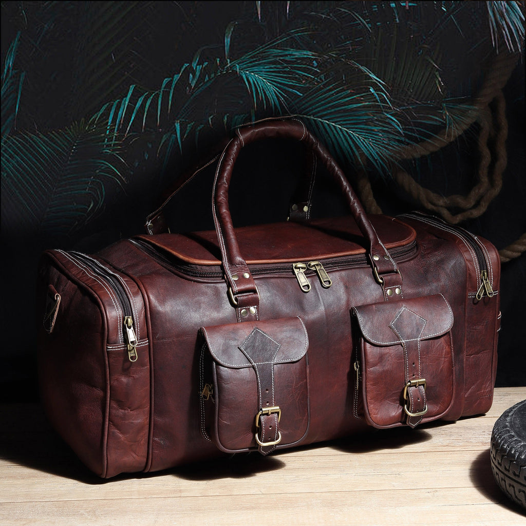 Vintage Dark Brown Traveller Duffle Bag Classy Leather Bags