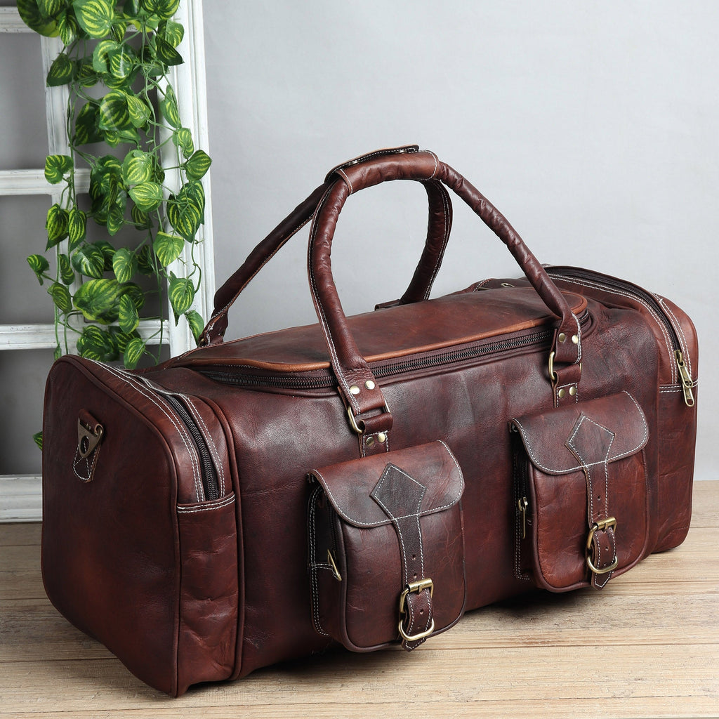 Vintage Dark Brown Traveller Duffle Bag Classy Leather Bags