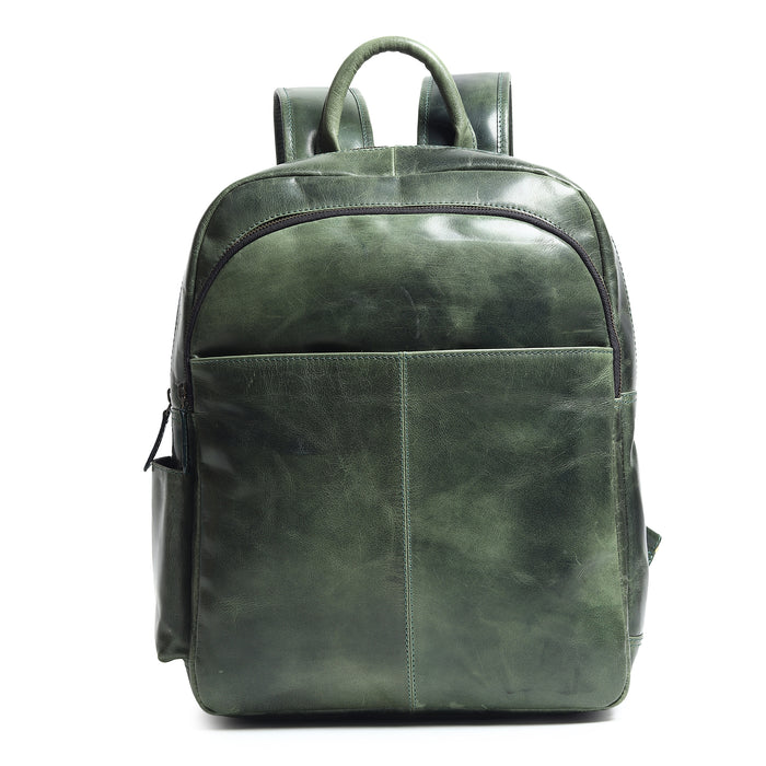 Luxury Italian Leather Backpack, Green Classy Leather Bags