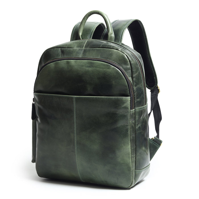 Luxury Italian Leather Backpack, Green Classy Leather Bags