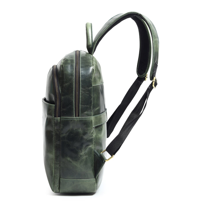 Luxury Italian Leather Backpack, Green Classy Leather Bags