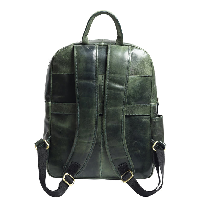 Luxury Italian Leather Backpack, Green Classy Leather Bags