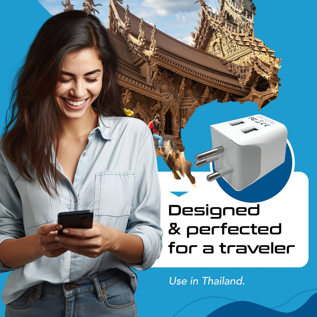 Thailand Travel Adapter - Type O - Dual USB (CTU-18) Ceptics