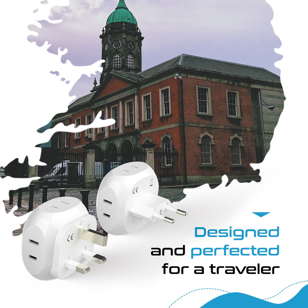 Europe Travel Adapter Set- 4 in 1 - Ultra Compact - Light Weight (PT-9C-7-4PK) Ceptics