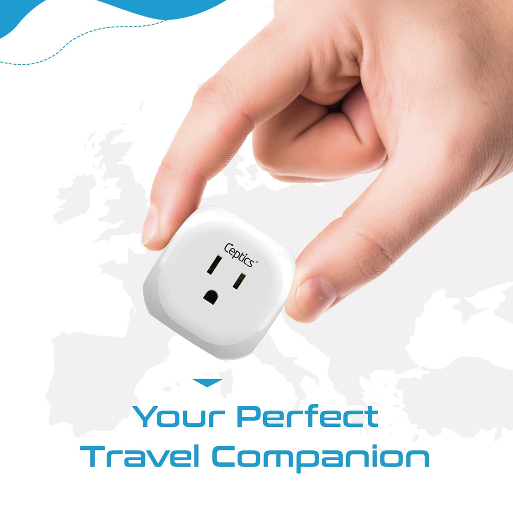 European Travel Plug Adapter - 4 in 1 - Ultra Compact - Light Weight (PT-9C) Ceptics