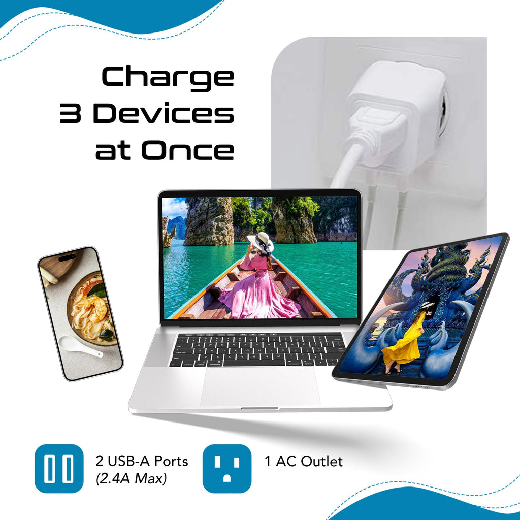 Thailand Travel Adapter - Type O - Dual USB (CTU-18) Ceptics