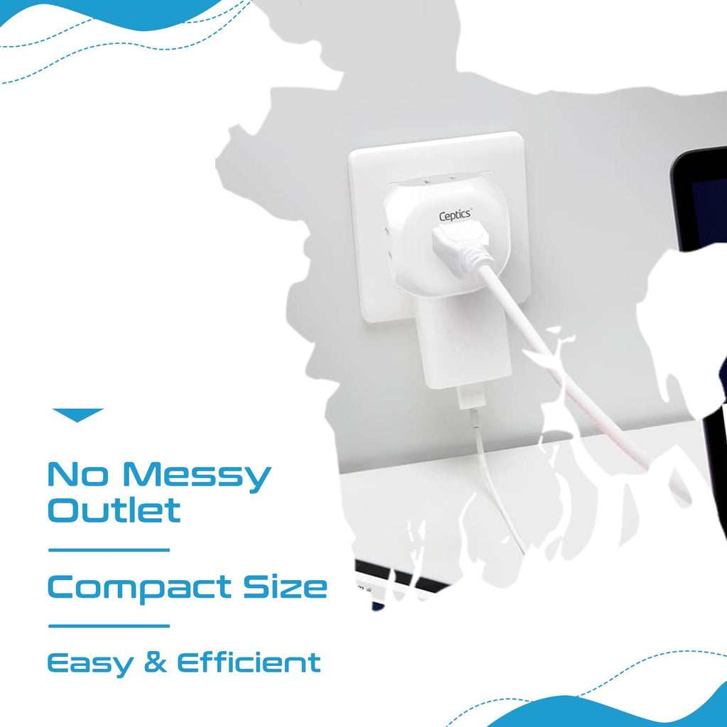 India, Pakistan Travel Plug Adapter - 4 in 1 - Ultra Compact - Light Weight (PT-10) Ceptics