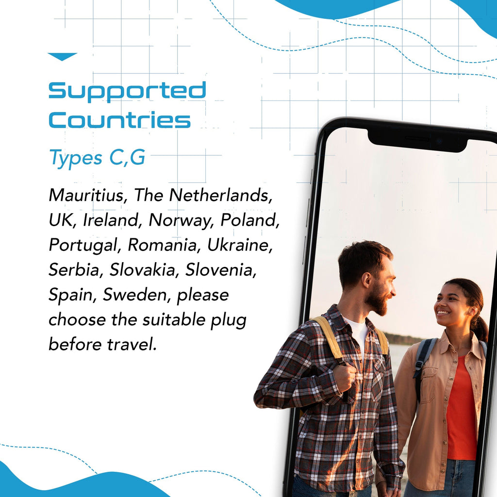 Europe Travel Adapter Set- 4 in 1 - Ultra Compact - Light Weight (PT-9C-7-4PK) Ceptics