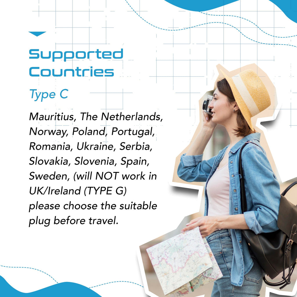 European Travel Plug Adapter - 4 in 1 - Ultra Compact - Light Weight (PT-9C) Ceptics