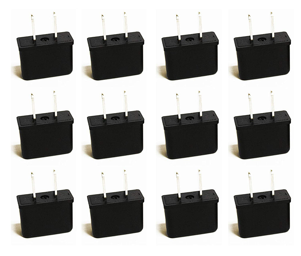 Europe Asia to USA Plug Adapter - Non-Grounded (UP-12US, 12 Pack) Ceptics