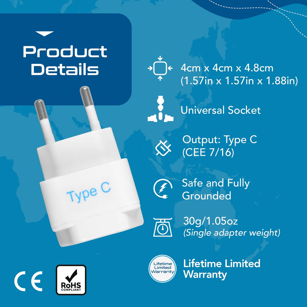 European Travel Adapter - Type C - 3 Pack (GP-9C) Ceptics