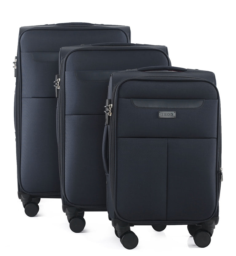 IZOD Liam Soft Shell Lightweight Expandable 360 Dual Spinning Wheels Combo Lock 28", 24", 20" 3 Piece Luggage Set Mirage Luggage