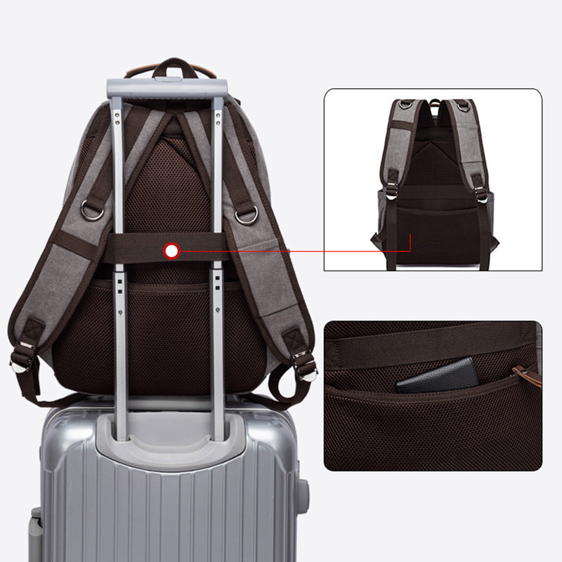 Canvas Laptop Backpack Canvas Travel Backpack Unisex Backpack For Work RockCow Leather Studio