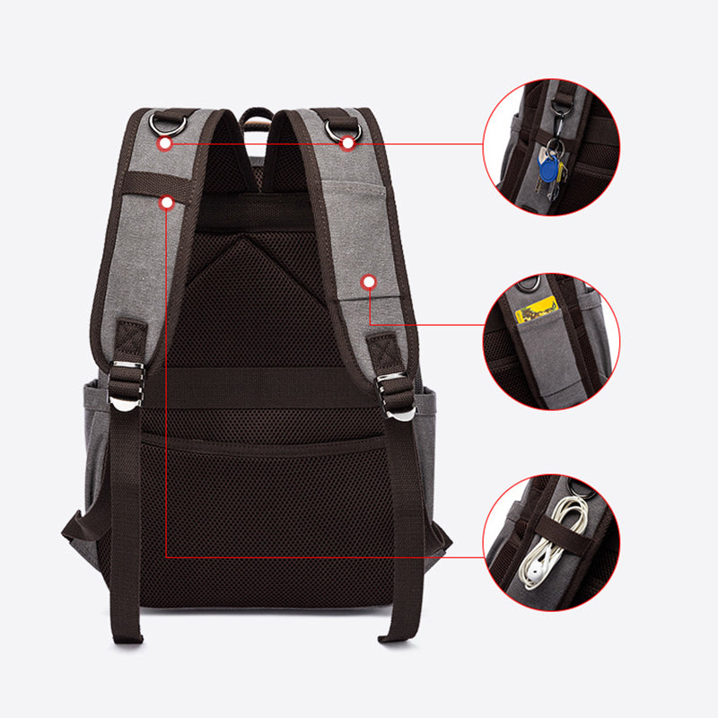 Canvas Laptop Backpack Canvas Travel Backpack Unisex Backpack For Work RockCow Leather Studio