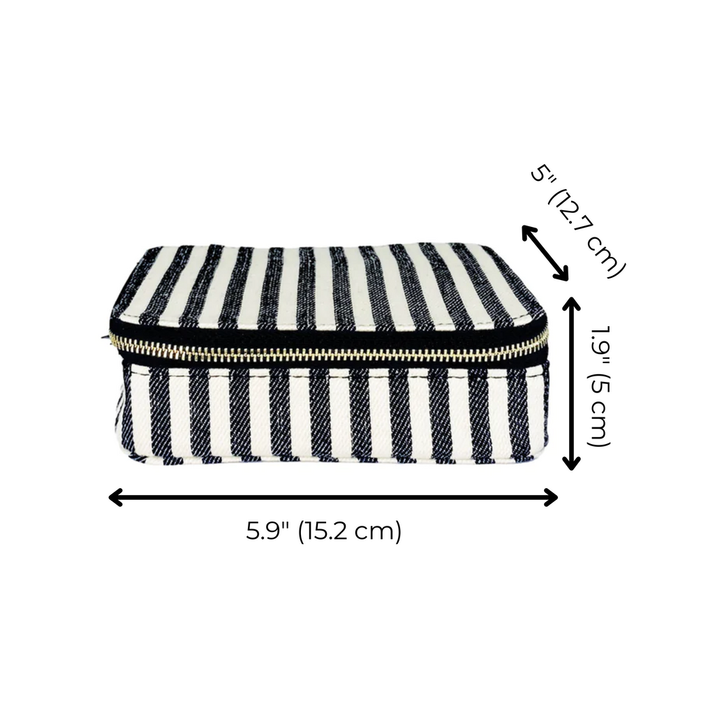 Large Pill Travel Case with Individual Daily Pill Organizer, Striped Bag-all