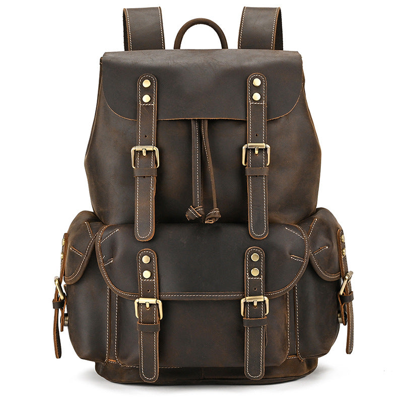Leather Backpack For Men Retro Leather Travel Backpack Handmade Leather School Bag Large Laptop Bag RockCow Leather Studio