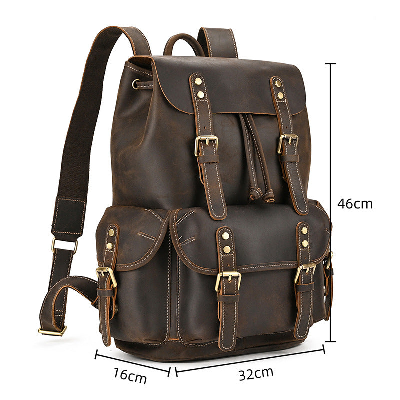 Leather Backpack For Men Retro Leather Travel Backpack Handmade Leather School Bag Large Laptop Bag RockCow Leather Studio