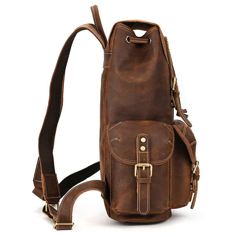 Leather Backpack For Men Retro Leather Travel Backpack Handmade Leather School Bag Large Laptop Bag RockCow Leather Studio