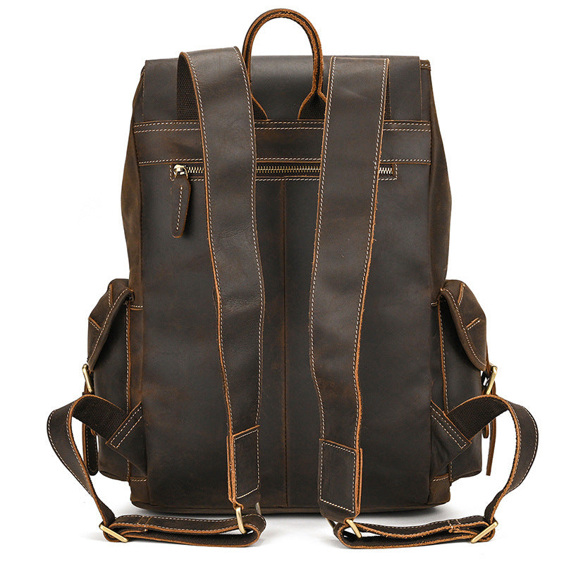 Leather Backpack For Men Retro Leather Travel Backpack Handmade Leather School Bag Large Laptop Bag RockCow Leather Studio