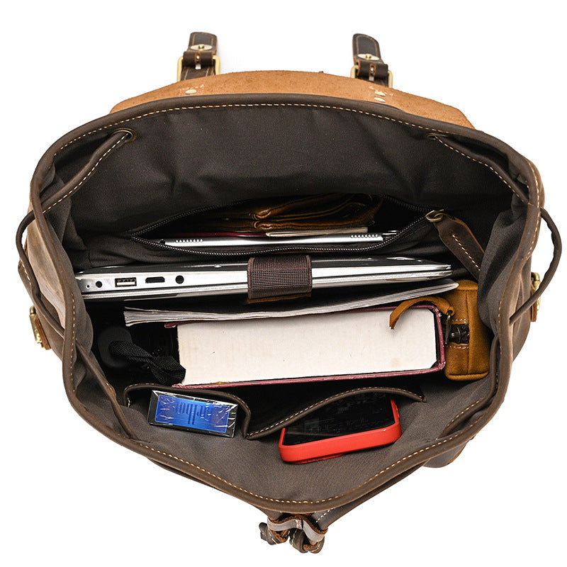 Leather Backpack For Men Retro Leather Travel Backpack Handmade Leather School Bag Large Laptop Bag RockCow Leather Studio