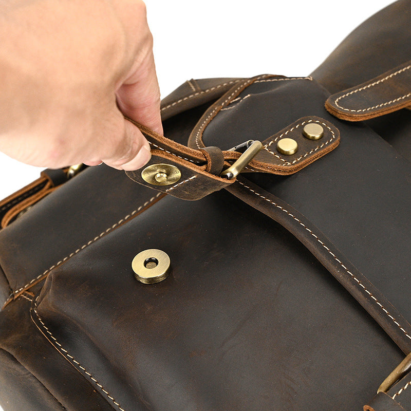 Leather Backpack For Men Retro Leather Travel Backpack Handmade Leather School Bag Large Laptop Bag RockCow Leather Studio
