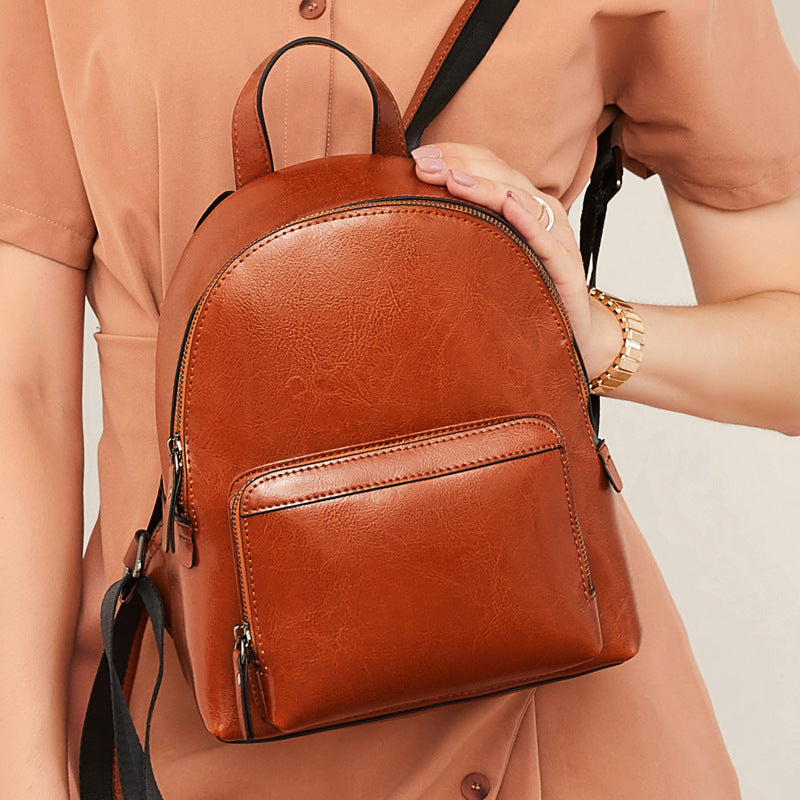 Leather Backpack Women Top Grain Leather Backpack Purse Top Natural Cowhide Leather City Backpack Leather Travel Rucksack SX3096 RockCow Leather Studio