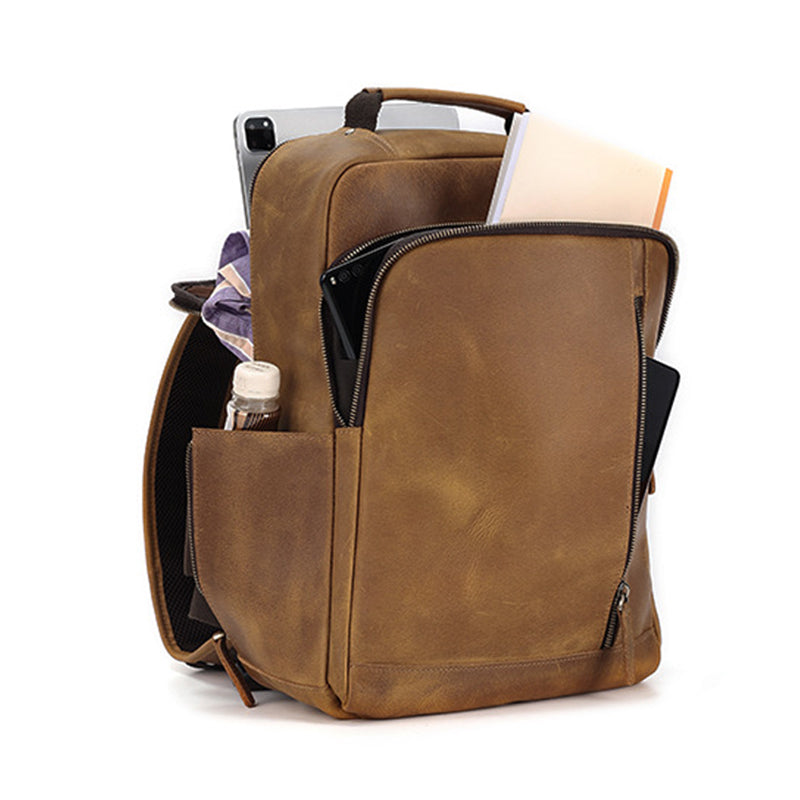 Leather Backpack for Men Full Grain Leather Travel Backpack Handmade Leather 15.6 inches Laptop Backpack Gift For Him RockCow Leather Studio