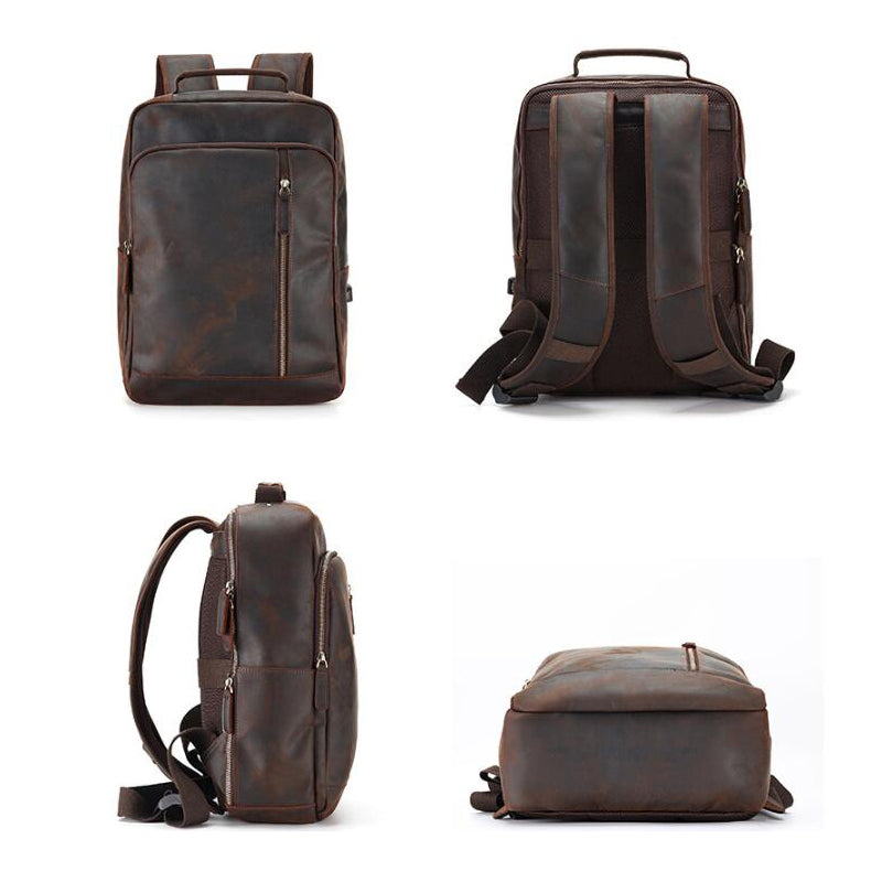 Leather Backpack for Men Full Grain Leather Travel Backpack Handmade Leather 15.6 inches Laptop Backpack Gift For Him RockCow Leather Studio